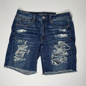 American Eagle Tomgirl Bermuda Shorts Womens 6 Distressed Denim NWT 2017